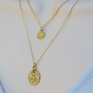 Gold Coin Necklace Set / Turkish Coin Necklace / Ottoman Coin Necklace / Gold Disc Necklace / Medallion, Round Pendant / Everyday Jewelry