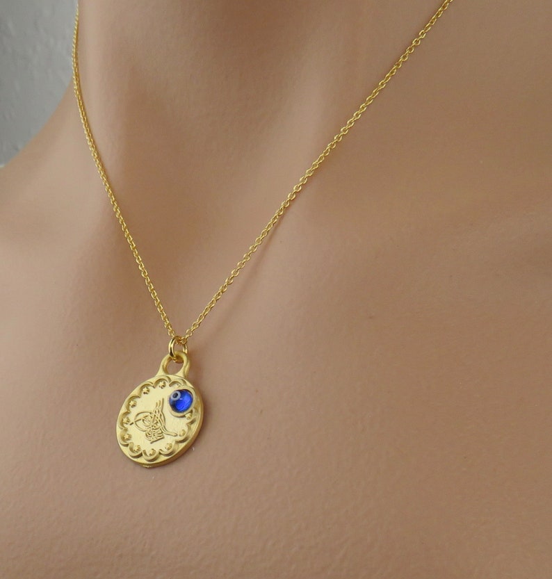 Turkish Gold Ottoman Evil Eye Necklace Greek Jewelry 14k Etsy