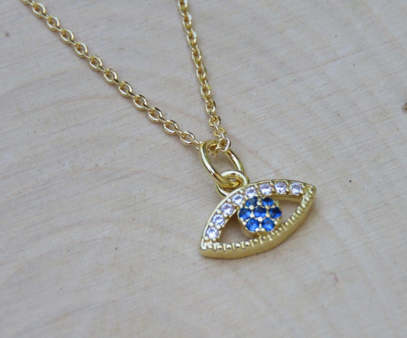 Evil Eye Necklace Greek Jewelry 14k Gold Filled Minimalist - Etsy UK