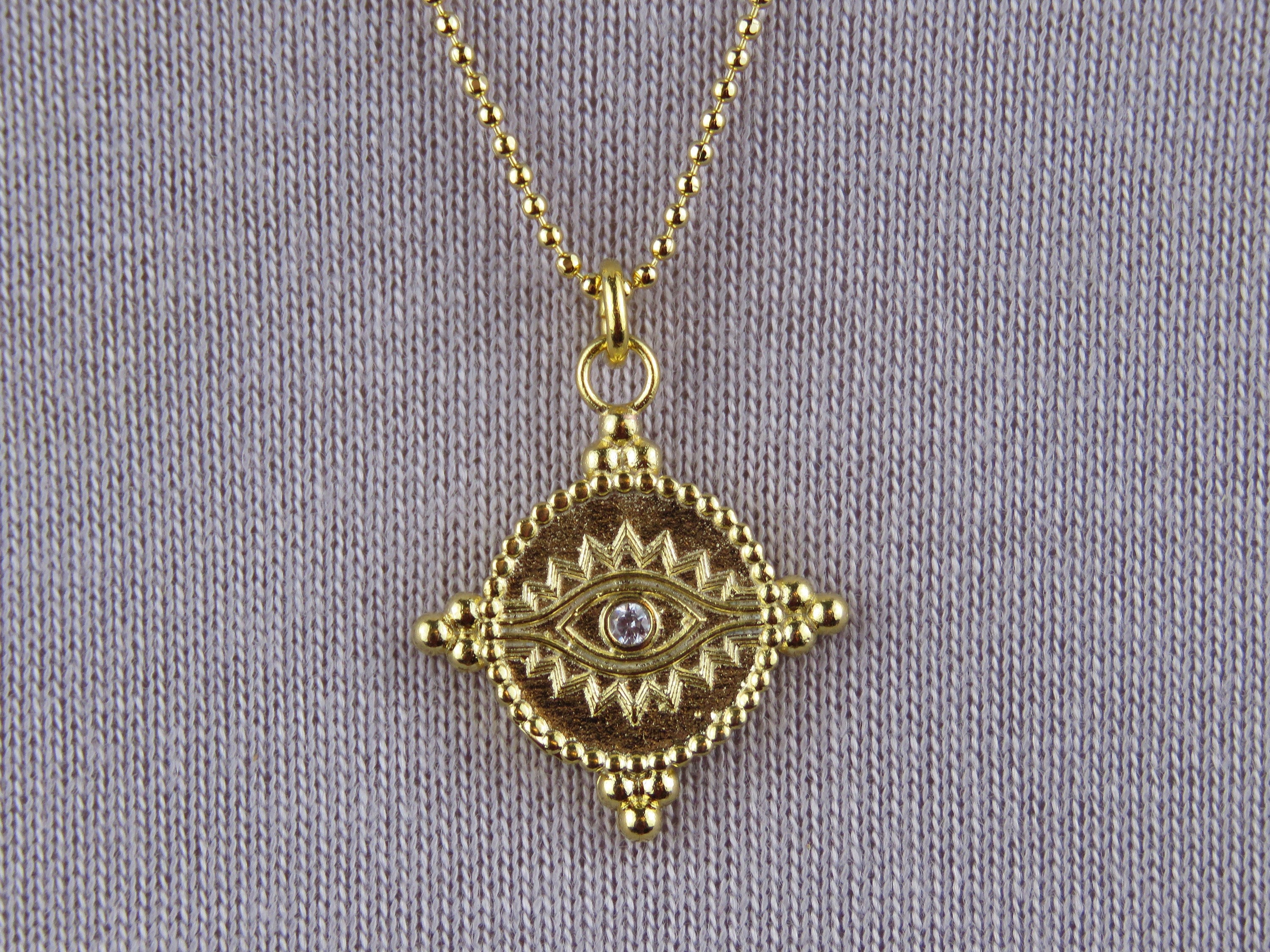 Evil Eye Necklace Greek Jewelry 14k Gold Filled Minimalist Etsy Singapore