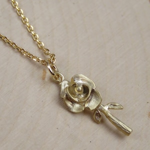 Rose Flower Charm Necklace, Tiny Rose Pendant, Flower Jewelry, Gold Rose Necklace, Best Friend Dainty Necklace, Christmas Gift For Her
