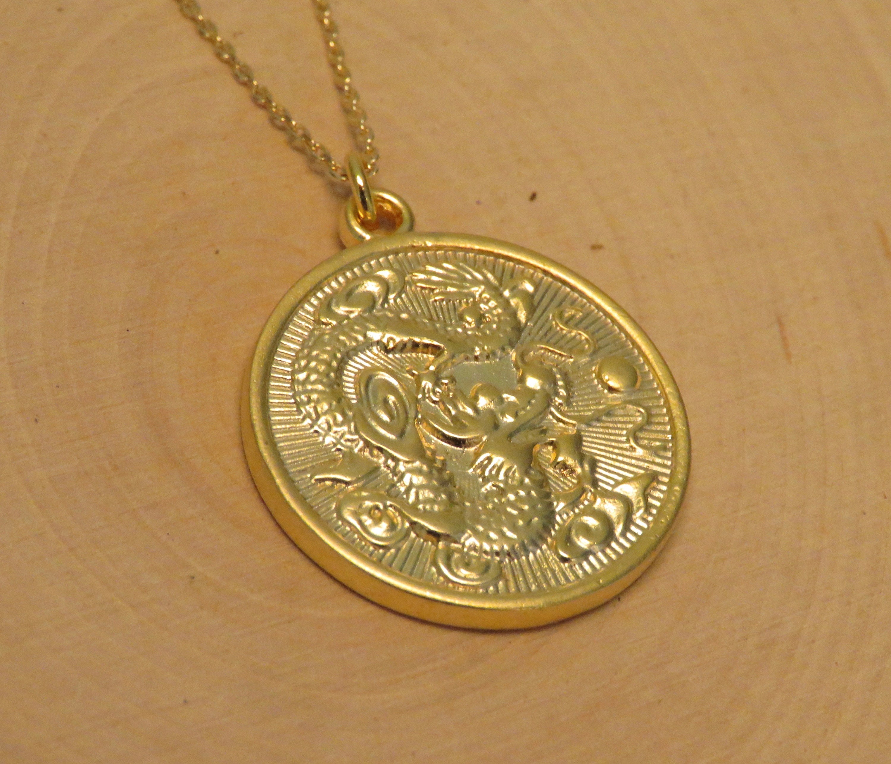 Gold cheap dragon medallion