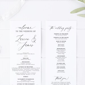 Catholic Wedding Program Template Elegant Wedding Ceremony Etsy