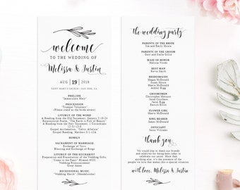 Catholic Wedding Program Template Elegant Wedding Ceremony Etsy