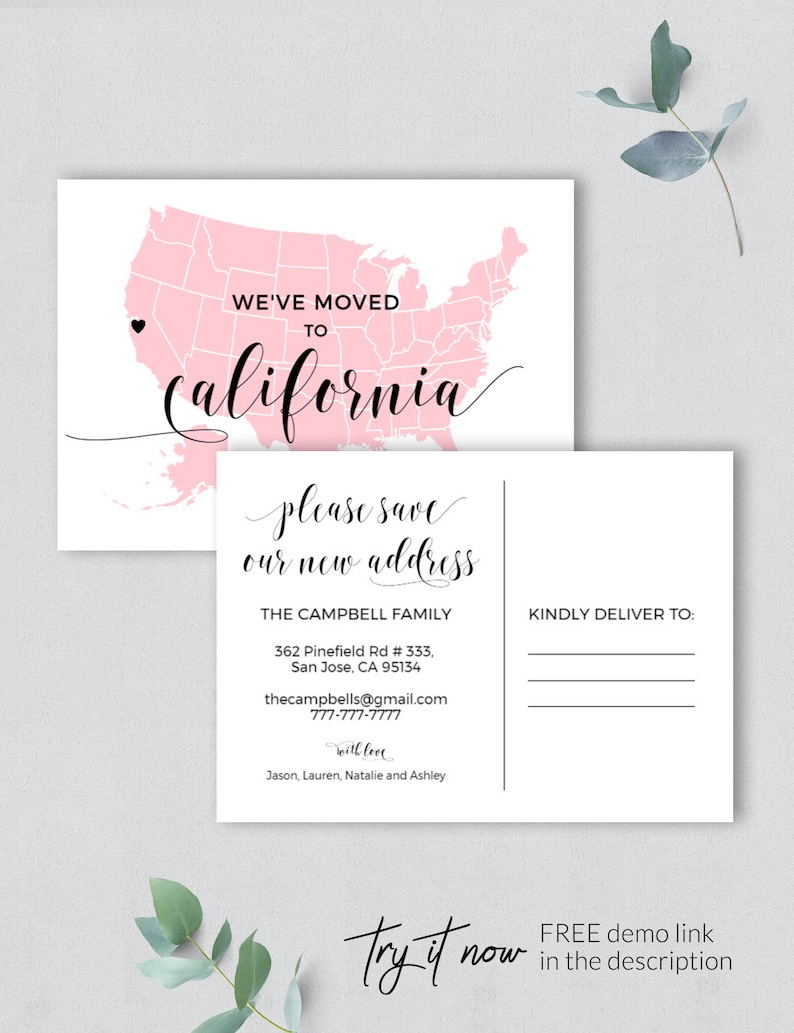 We've moved cards Moving announcement postcard printable | Etsy