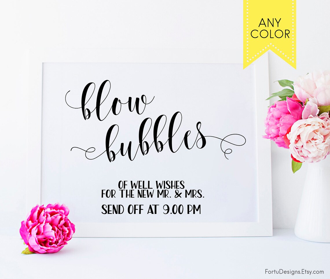 Wedding bubbles sign Romantic wedding Blow Bubbles Wedding Etsy