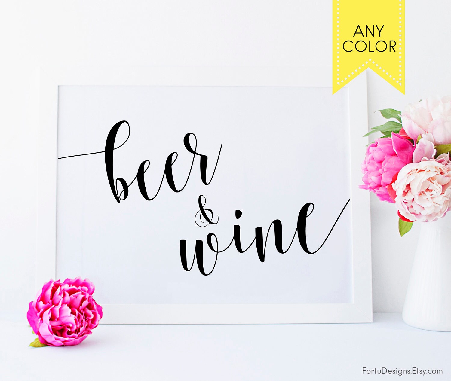 Beer and wine sign Alcohol bar sign Wedding table sign Wedding Etsy