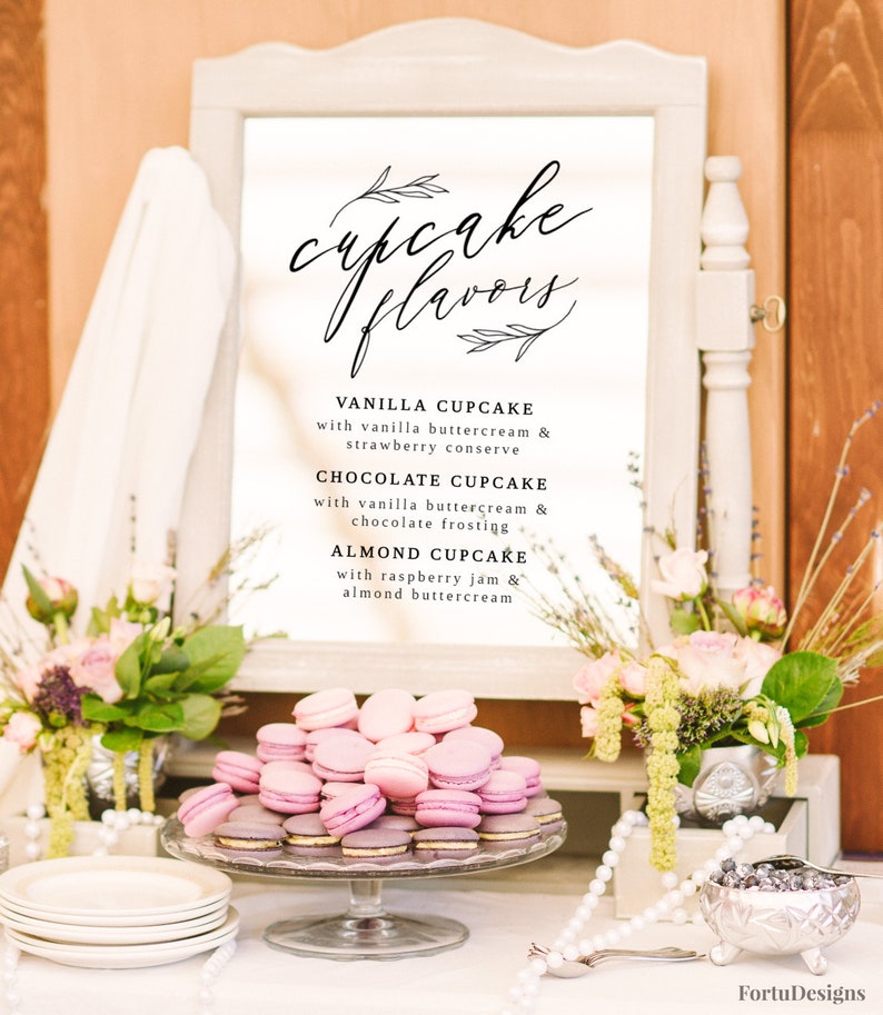 Wedding CUPCAKE FLAVORS sign Rustic wedding sign Dessert table Etsy