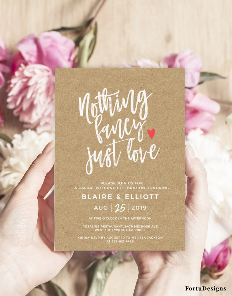 Nothing fancy just love wedding invitation Rustic