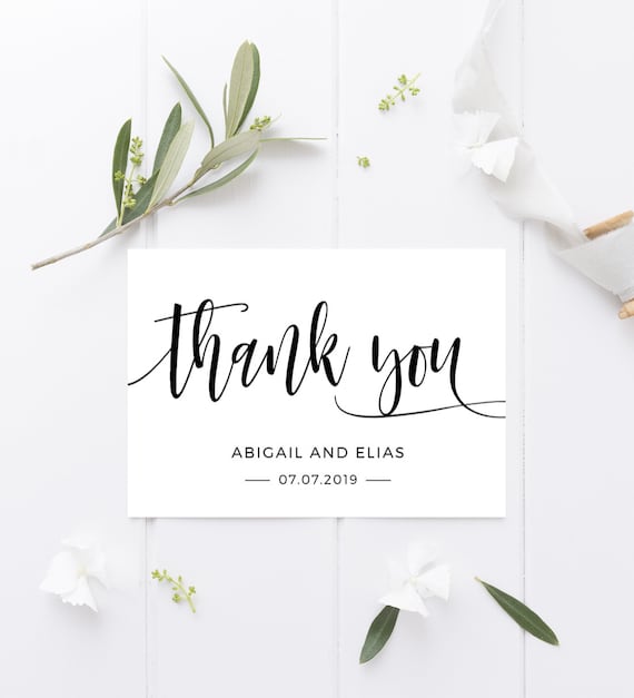 DOVE Thank You Card Template Elegant Minimal Editable Instant Download Modern Wedding Thank You Folded Card Printable