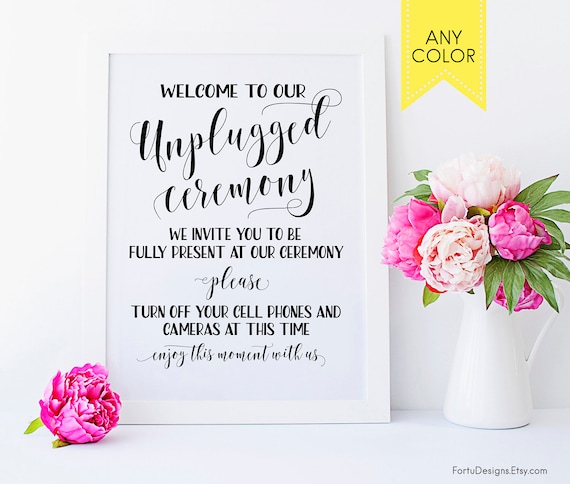 Unplugged Wedding Sign Ceremony Decor Unplugged Sign Wedding Etsy