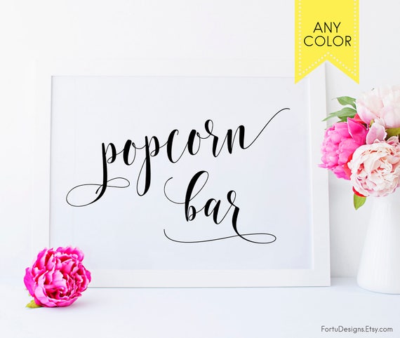 Popcorn Bar Sign Wedding Favors Sign Popcorn Sign Wedding Etsy