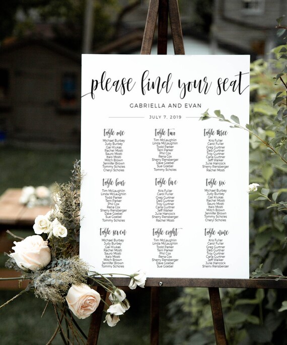 Wedding Seating Chart Template Table Seating Chart Board Etsy