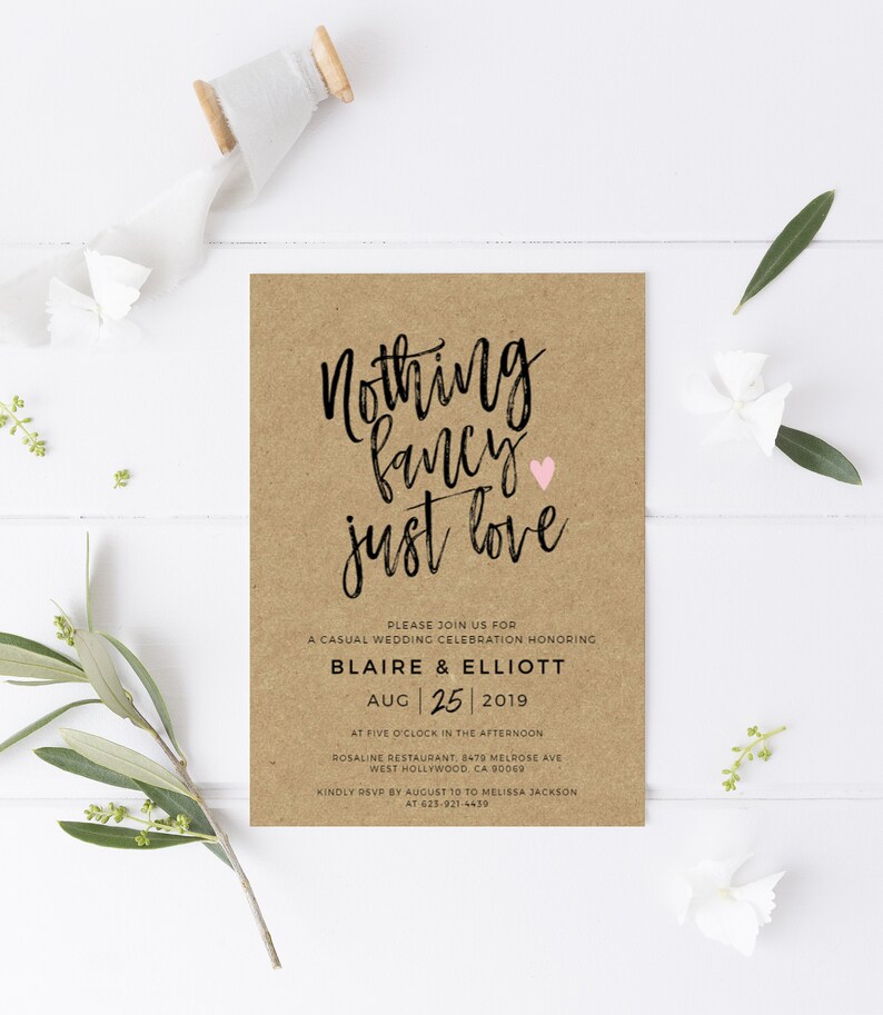 Nothing fancy just love wedding invitation Funny Elopement