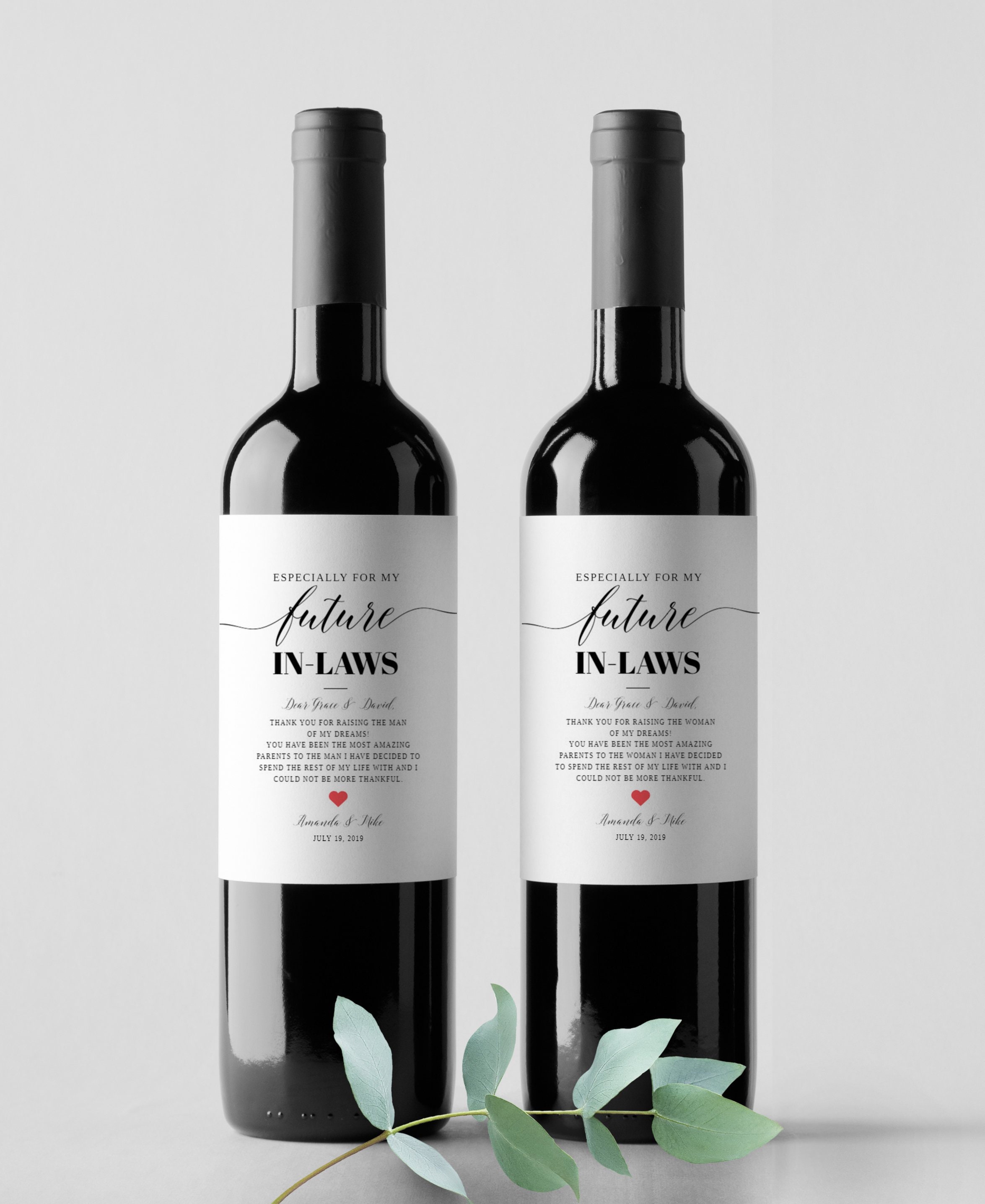 FUTURE in LAWS Wedding gift In laws wine label Father Mother in law gift from groom bride Custom wine labels Parents wedding gift #55FD