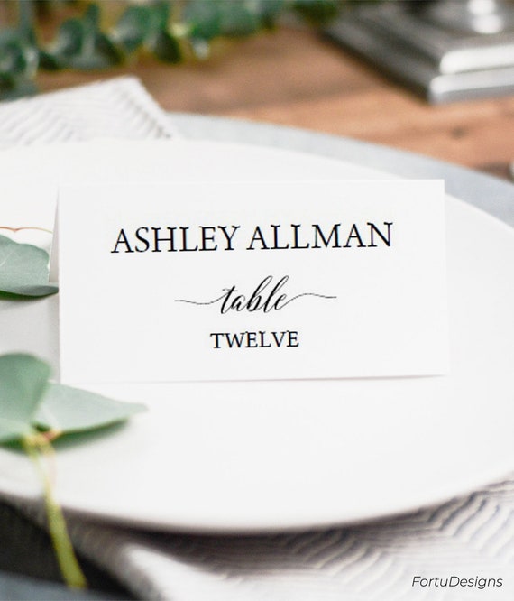 place card template folded place cards wedding flat place etsy flat place cards