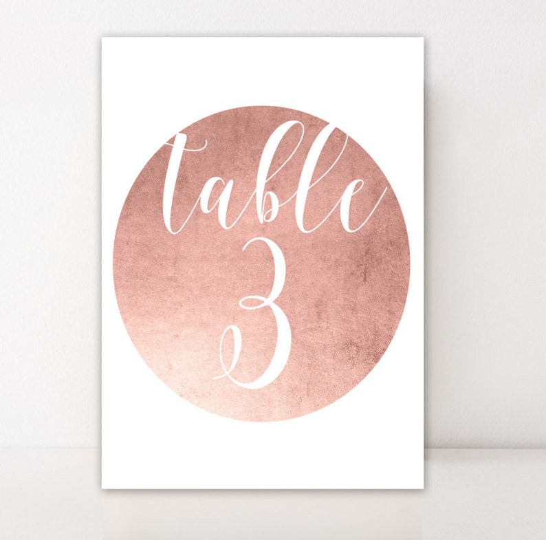 Rose Gold Table Numbers Wedding Circle Round Image 0