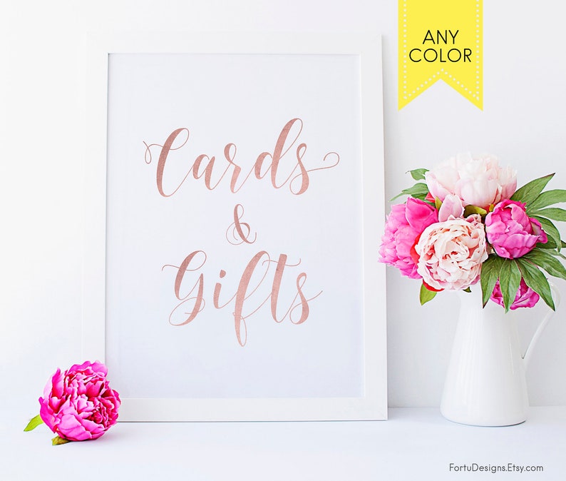 Rose gold wedding decor Cards and gifts sign Printable wedding Etsy