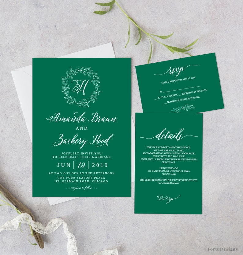 Moody wedding invitation set Jewel tone wedding invitation