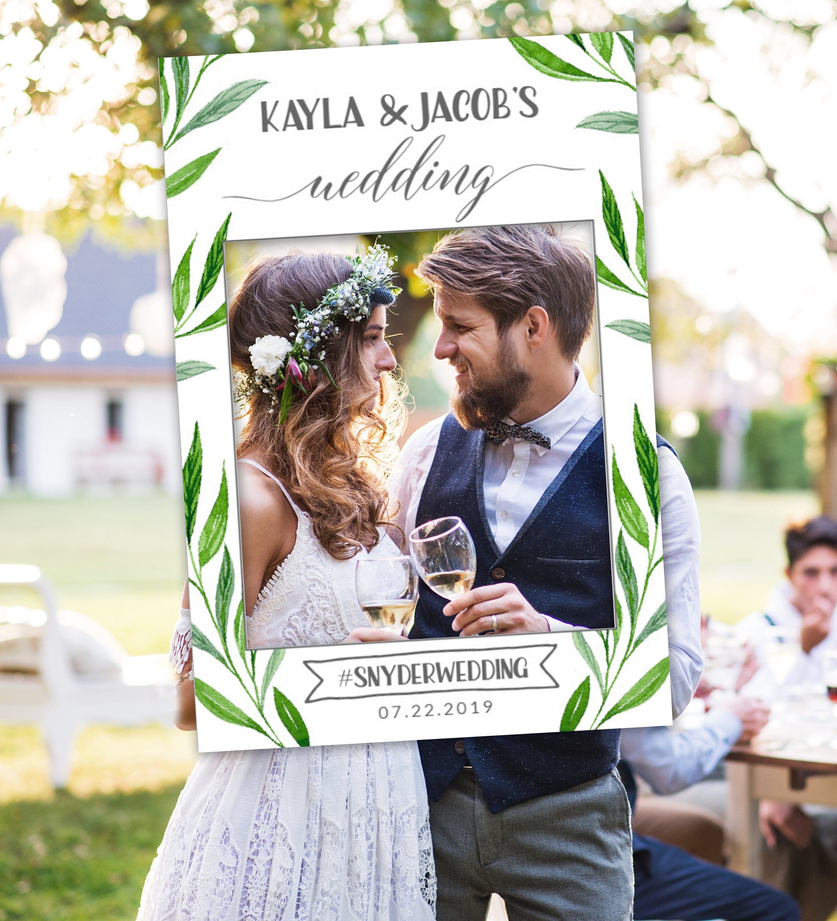 Wedding Photo Prop Frame Template Printable Selfie Frame Etsy