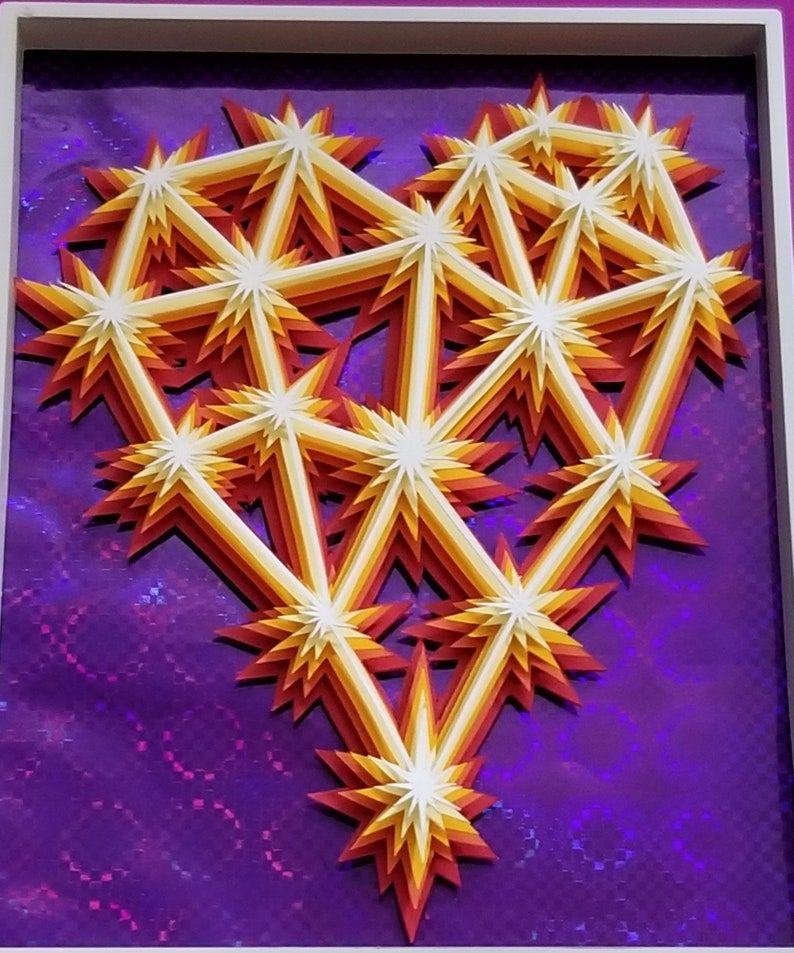 3D Paper Sculpture Sparks Heart