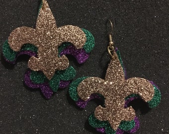 Mardi Gras fleur-de-lis earrings