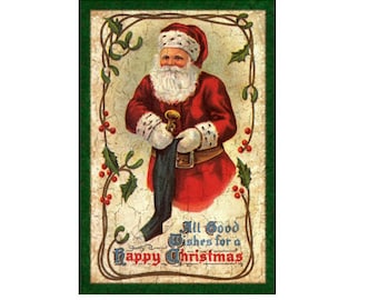Retro Holiday Decor- Vintage Santa Sign to Spread Joy