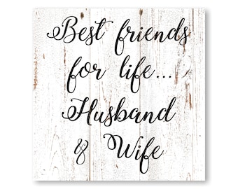 Husband and Wife Friends for Life Wooden Sign - Etsy