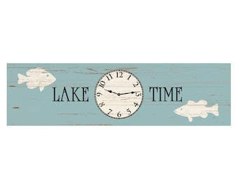 Lake Time Clock- Lake Clock- Fishing Clock