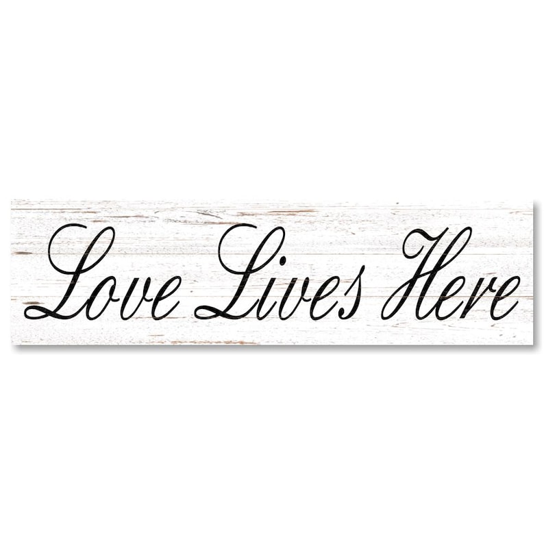 Rustic Love Lives Here Sign- White