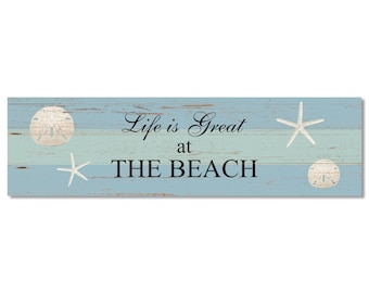 Coastal Beach Sign: Sand Dollar & Starfish Wall Decor