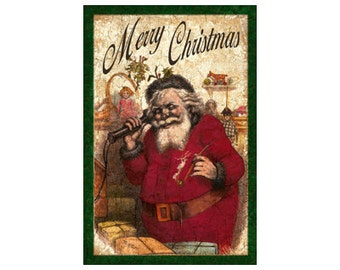 Old Fashioned Santa Sign- Vintage Santa- Merry Christmas Wall Sign