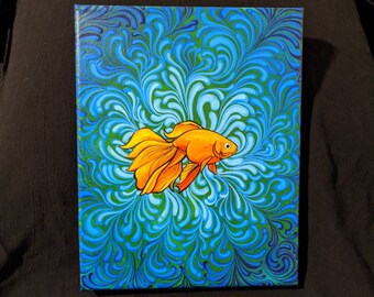 Goudvis schilderij origineel