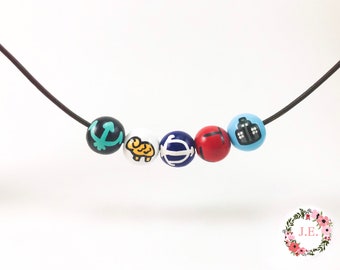 Percy Jackson Camp Half-Blood 5 Beaded Necklace— *now featuring Glow in the Dark Trident bead*