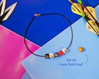 Percy Jackson Camp Half-Blood 5 Beaded Necklace— With Titan's Curse-- Hand-Painted Bead Designs for Fans, Cosplay, and Gifts