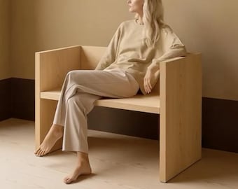 Scandinavian Wood Bench | Handmade Sitting | Hallway Furniture | Minimalist Home Furniture