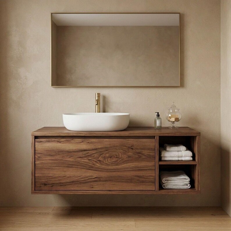Scandinavian Bathroom Vanity With Drawer | Handmadevessel Sink Vanity ...