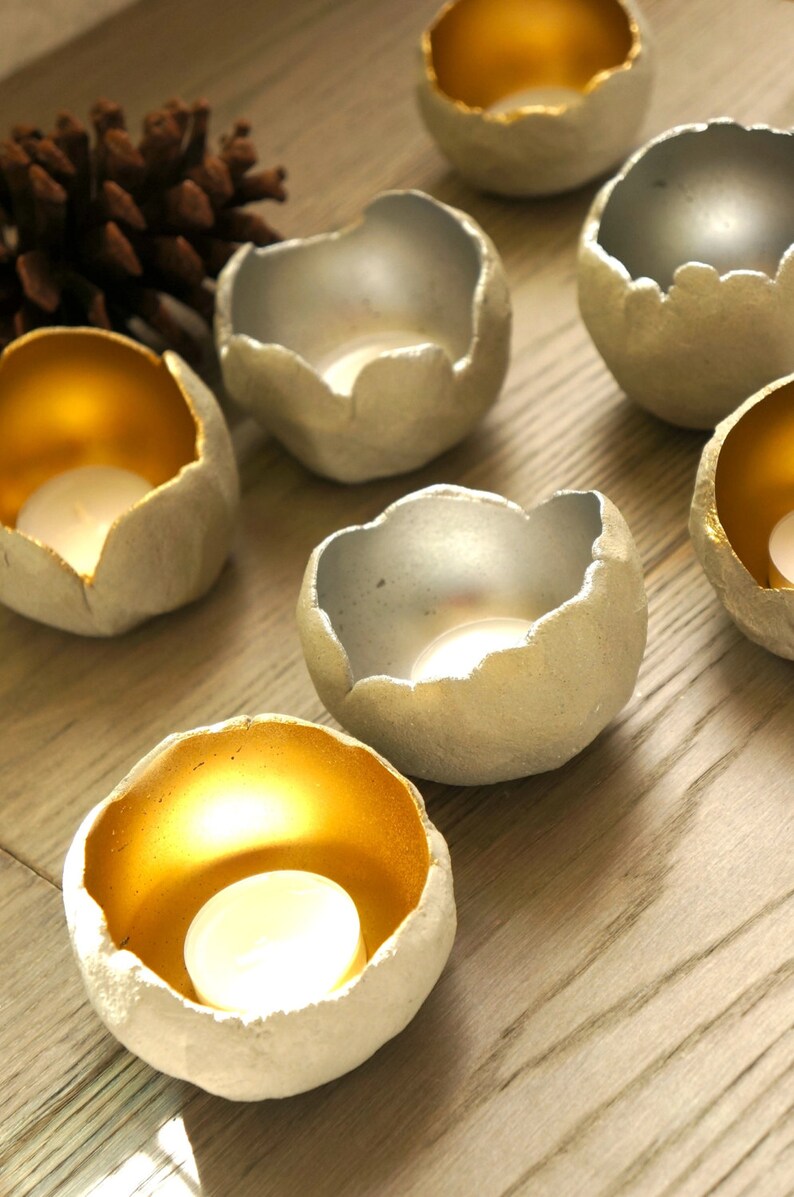 Concrete Handmade Candle Holders. Tealight Candle Holder. Etsy