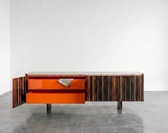 Ebony Minimalist Credenza | Handmade Media Console | Orange Furniture | Modern Credenza | Minimalist Furniture | Modern Cabinet