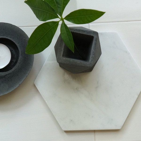 Bianco Gioia Hexagon Marble Trivet/Coaster. Polished. 6"x6"