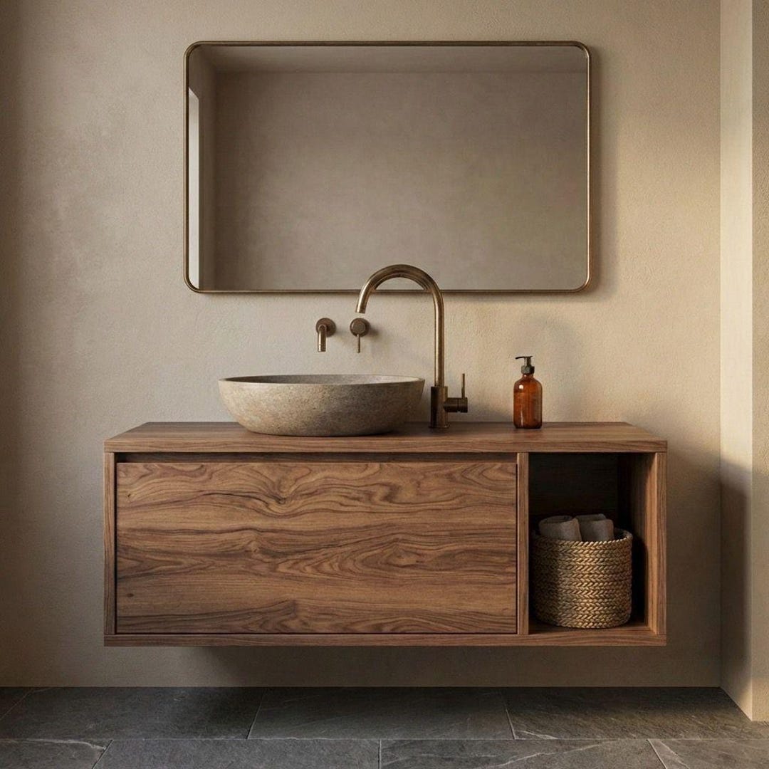 Scandinavian Bathroom Vanity With Drawer | Handmadevessel Sink Vanity ...