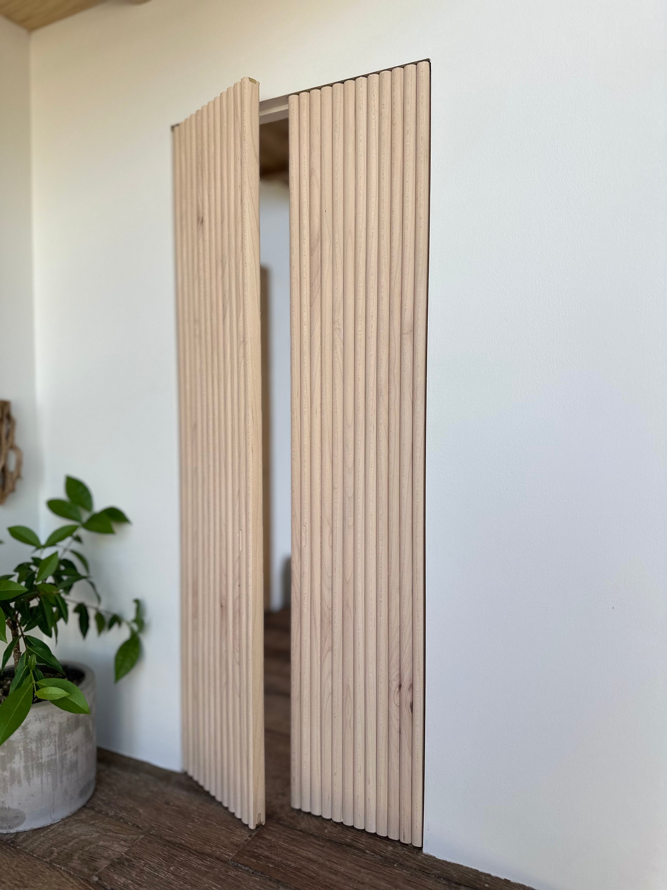 Fluted French Oak Double Doors. Fluted Doors