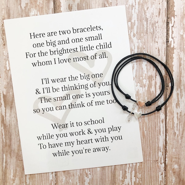 Parent Child Comfort Bracelet Set, Matching Separation Bracelets, Long Distance Family Gift, Mom and Child Bracelet