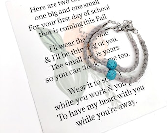 First Day of School Comfort Bracelet / Matching Lava Bead Bracelets / Kids Essential Oil Diffusers / Back To School Bracelets