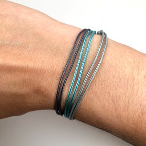 Adjustable Waterproof Bracelet / Women & Mens Surfer Beach Bracelets / Unisex Black String Bracelet / Thread Friendship Bracelet