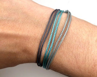 Adjustable Waterproof Bracelet / Women & Mens Surfer Beach Bracelets / Unisex Black String Bracelet / Thread Friendship Bracelet