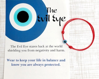 Evil Eye Red String Adjustable Adult Bracelet / Good Luck Blue Evil Eye Bracelet / Protection Bracelet