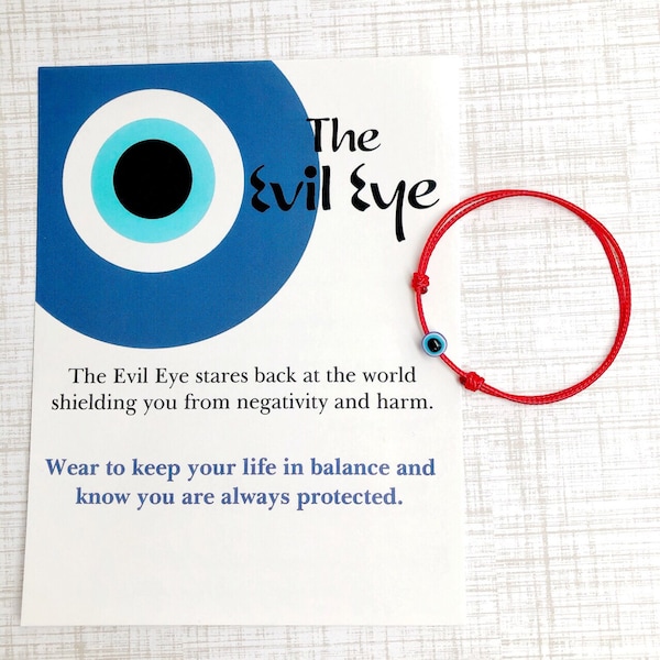 Evil Eye Red String Adjustable Adult Bracelet / Good Luck Blue Evil Eye Bracelet / Protection Bracelet