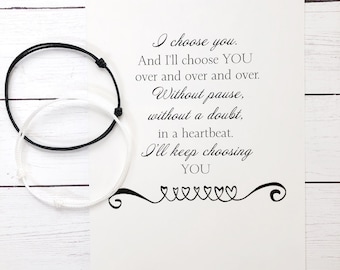 Couple Bracelet Set with Card / Bride Groom Bracelets / Couples Matching Love Bracelets / I Choose You Couples bracelet set