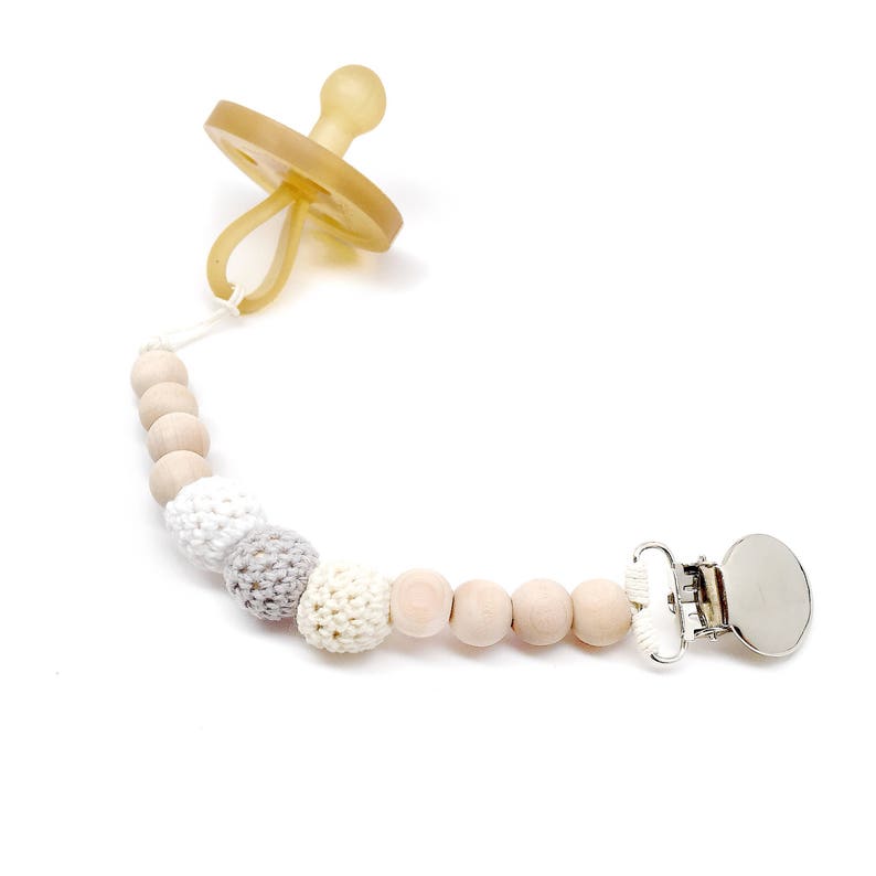 Harbor Organic Wood Bead Pacifier Clip / Natural Wood Pacifier Etsy
